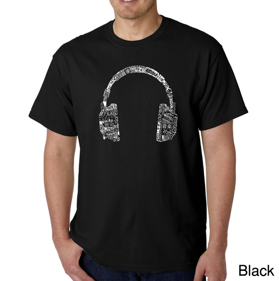 Men's Word Art T-shirt - HEADPHONES - LANGUAGES - Picture 1 of 2